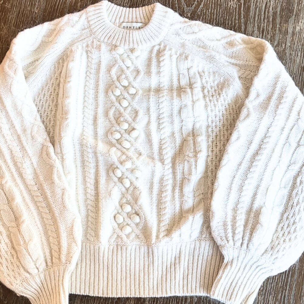 Demylee x J.Crew Ivory Cableknit Sweater Size Medium